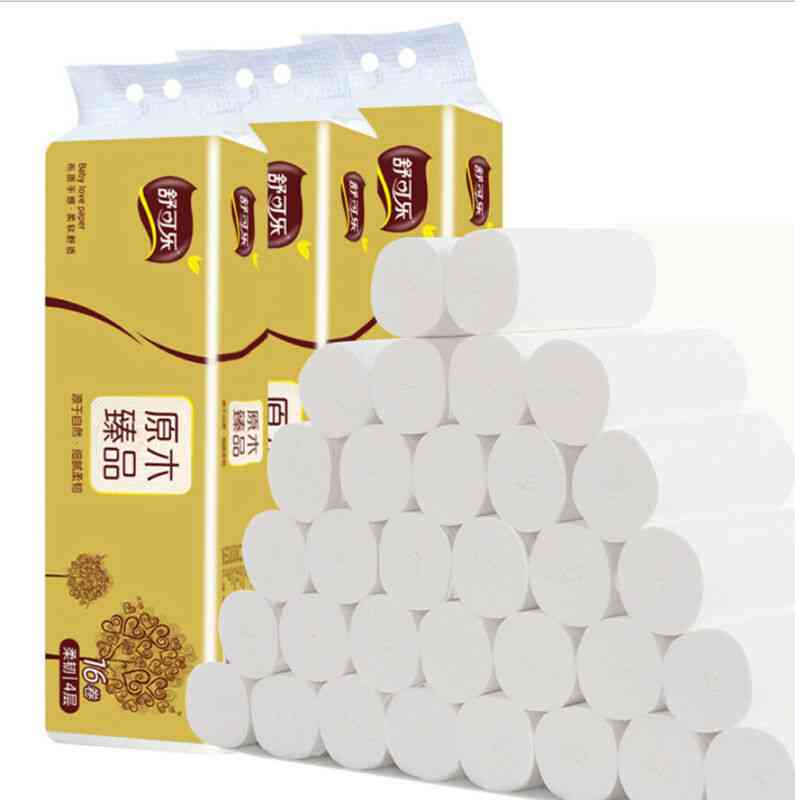 16 Rolls Toilet Paper, 4 Layers Home Bath Toilet Roll Paper Primary Wood Pulp Toilet Paper, Tissue Roll