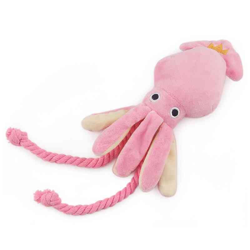 Söt bläckfisk hund leksak bläckfisk söt bb plysch husdjur valp rep leksaker rosa tugga squeak leksaker