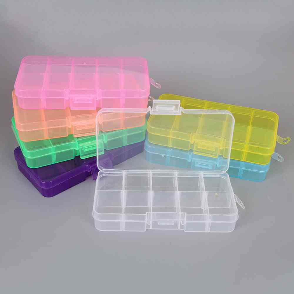 Cutie de instrumente de cusut reglabilă din plastic transparent, reglabilă pentru componente mici