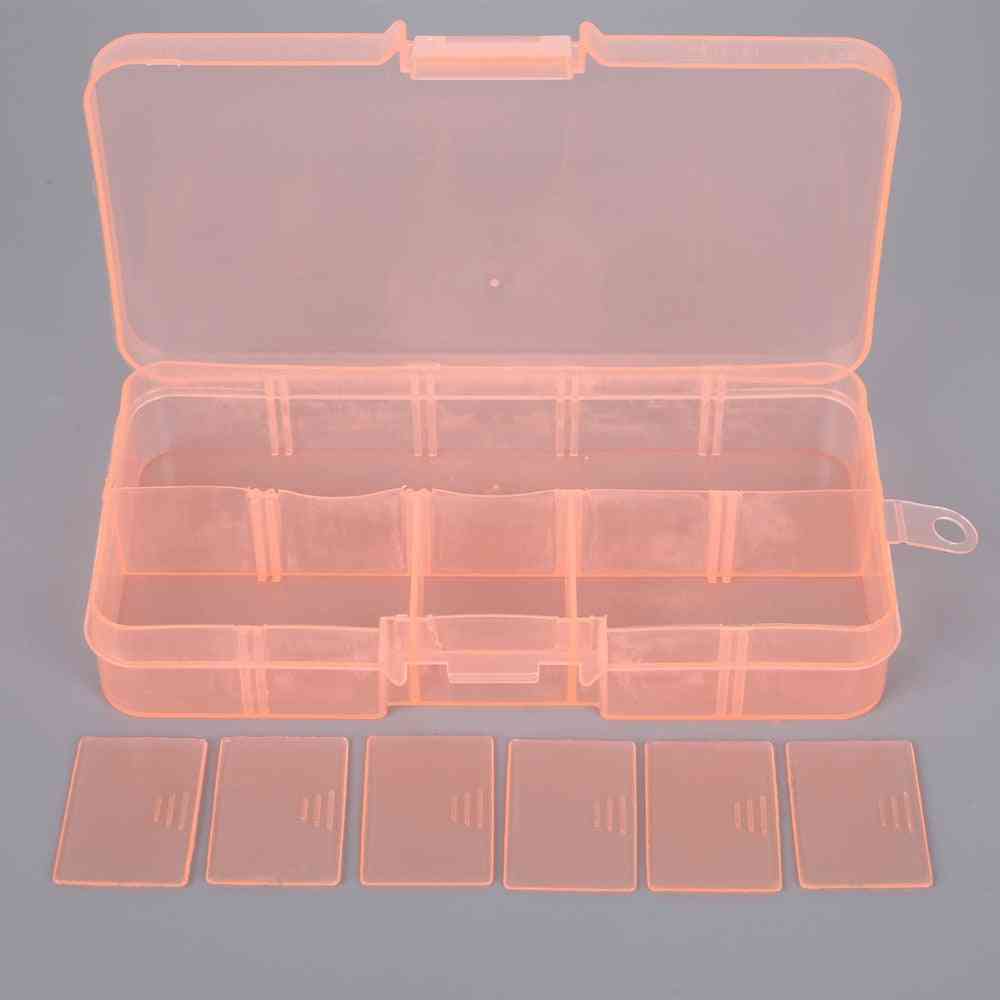 Caja de herramientas de costura de almacenamiento de plástico transparente ajustable para componentes pequeños