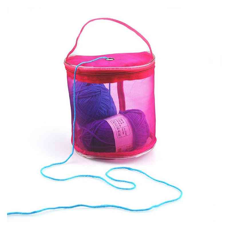 Portable Wire Mesh, Weaving Round Wool -knitting Storage Bag Organizer