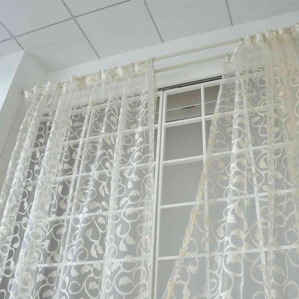 American Style Jacquard Floral Design Tulle Fabric Window Curtain