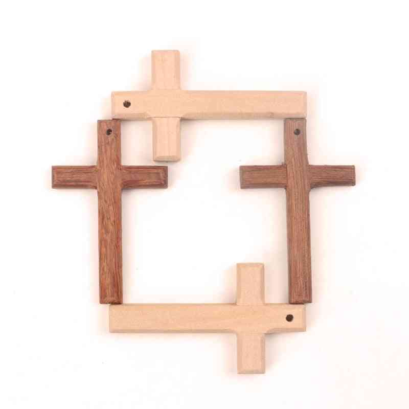 Natural Wooden Christian Cross For Home Decoration, Handmade Craft And Scrapbooking