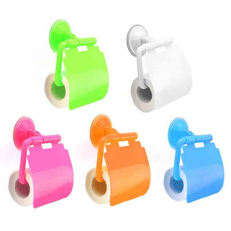 Wall Mounted Suction Cup Toilet Waterproof Tissue Holder Roll Papers Stand Storage Dispensers With Cover Bathroom Accessories