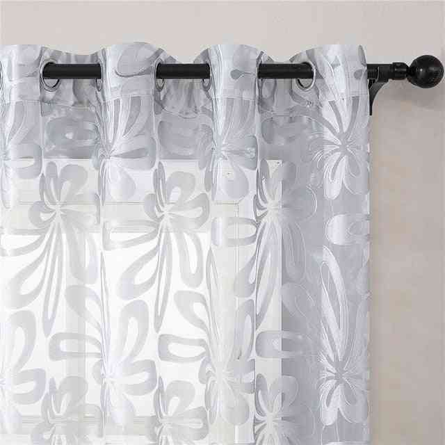 Geometric Modern Window Sheer Curtain Panels For Living Room - Bedroom, Kitchen Blinds Window Treatments Draperies