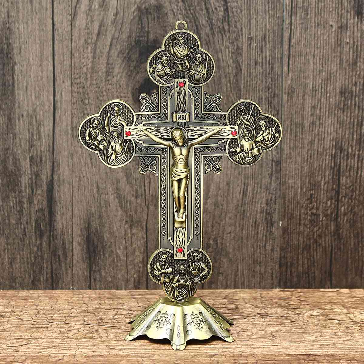 Исус Христос на стойката кръст фигурка - църковни реликви украса на дома