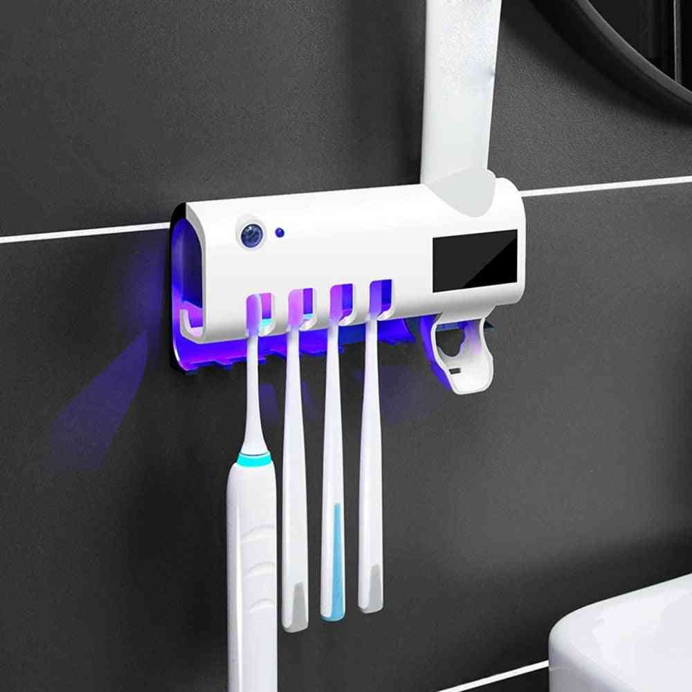 Uv Light Toothbrush Sterilizer Holder, Automatic Rechargeable Solar Power