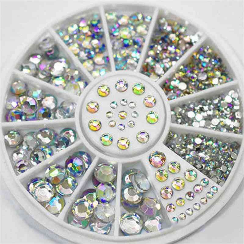 Nail Art Wheel Crystal Glitter Rhinestone, 3d Nail Art Decoration White Ab Color Acrylic Diamond Drill