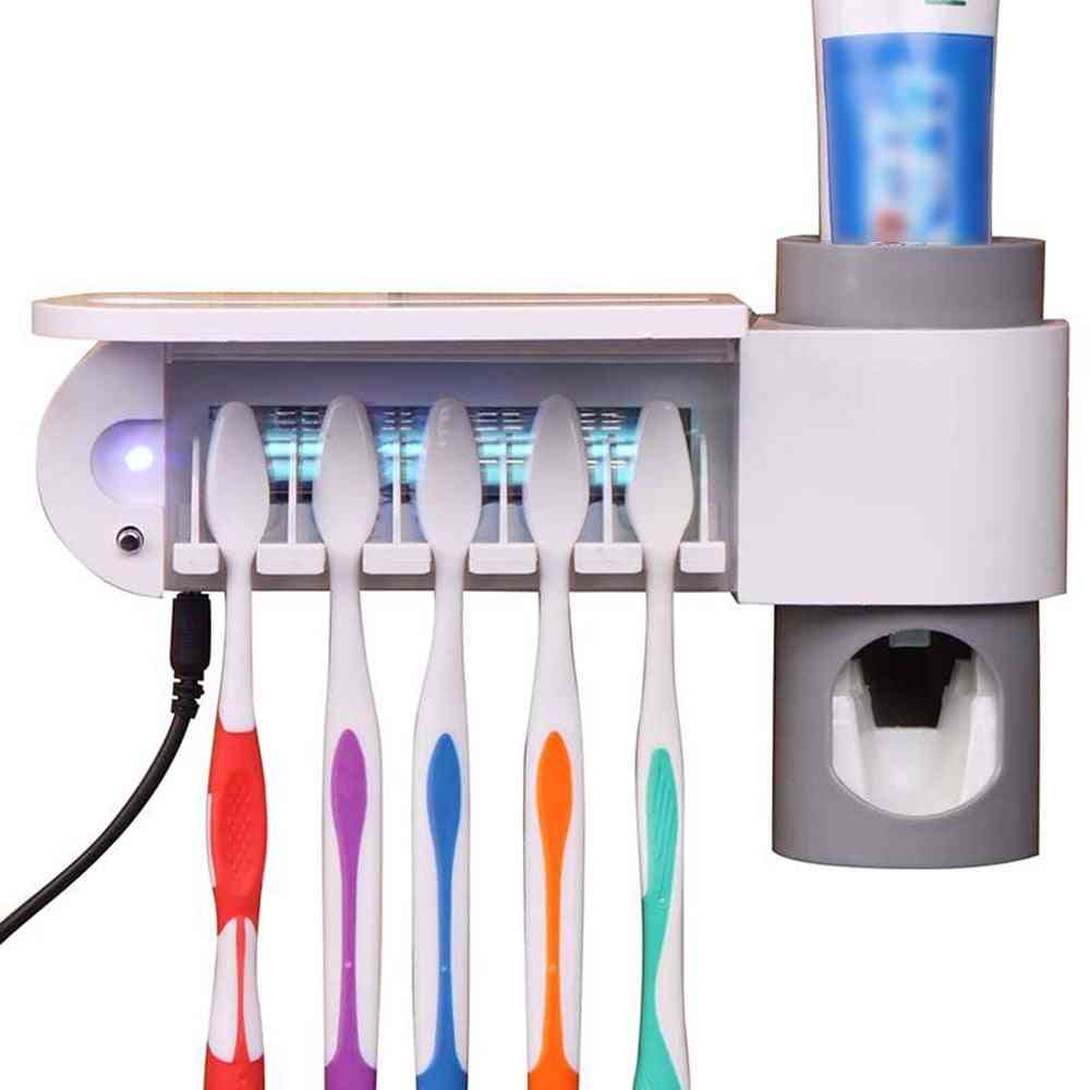 Antibacteria Uv Light Ultraviolet Toothbrush Sterilizer - Automatic Toothpaste Dispenser Toothbrush Holder For Oral Hygiene Cleaner