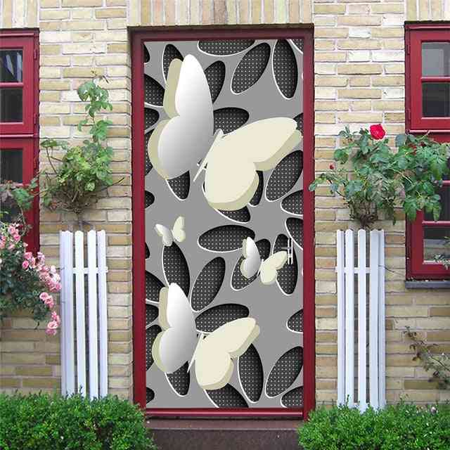 3d Pvc Self Adhesive Waterproof Scenery & Animal Wall Mural Decals Sticker - On The Doors Diy Home Design Door Sticker