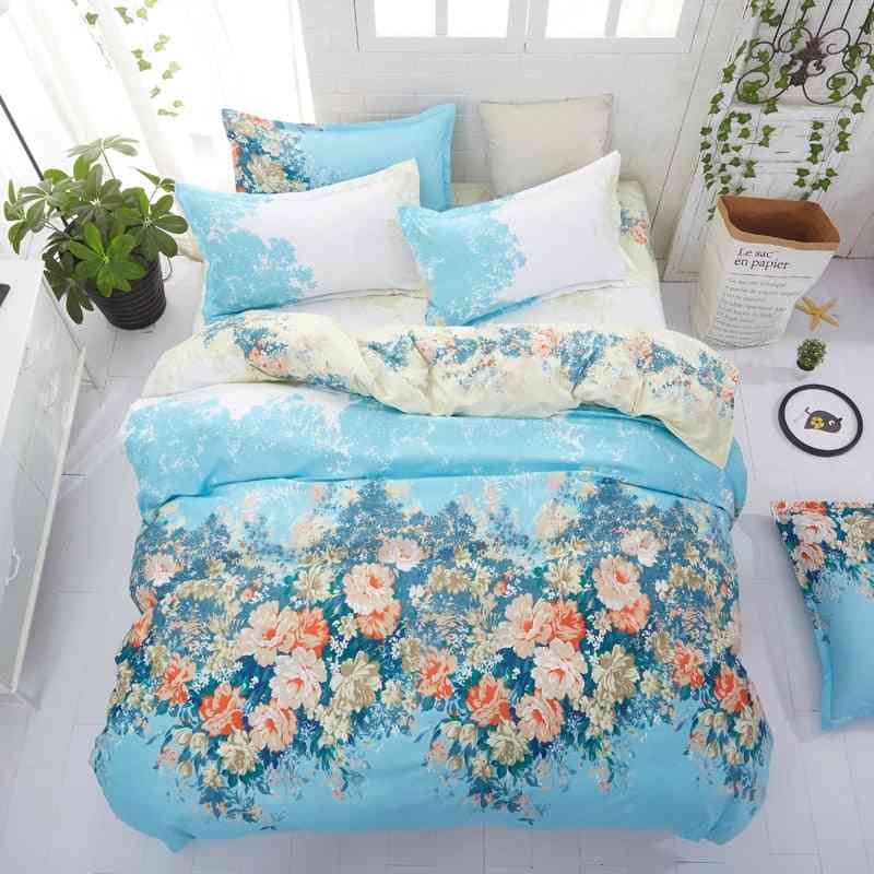 Classic Soft Cotton Duvet Cover, Flat Sheet And Pillowcase Bedding Set