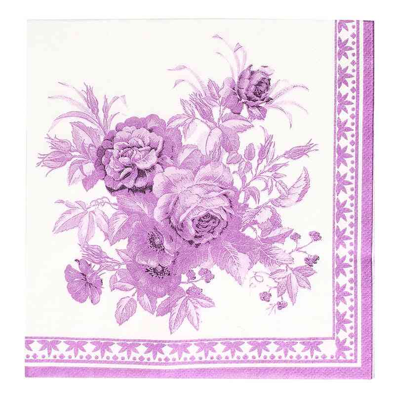 Square Shape, Flower Printed Paper Napkins & Serviettes For Party, Wedding And Family Gatherings