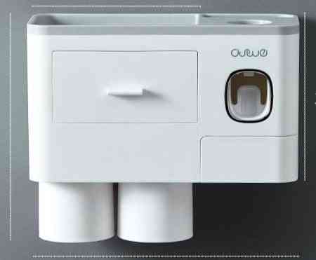 Automatic Wall Mount Toothpaste Dispenser, Toothbrush Holder With Cup