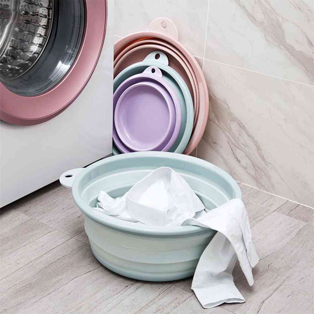 Bærbar frugt foldbar håndvaskebeholder - håndvask babyhåndvask til rejser - lyserød 16x39,5