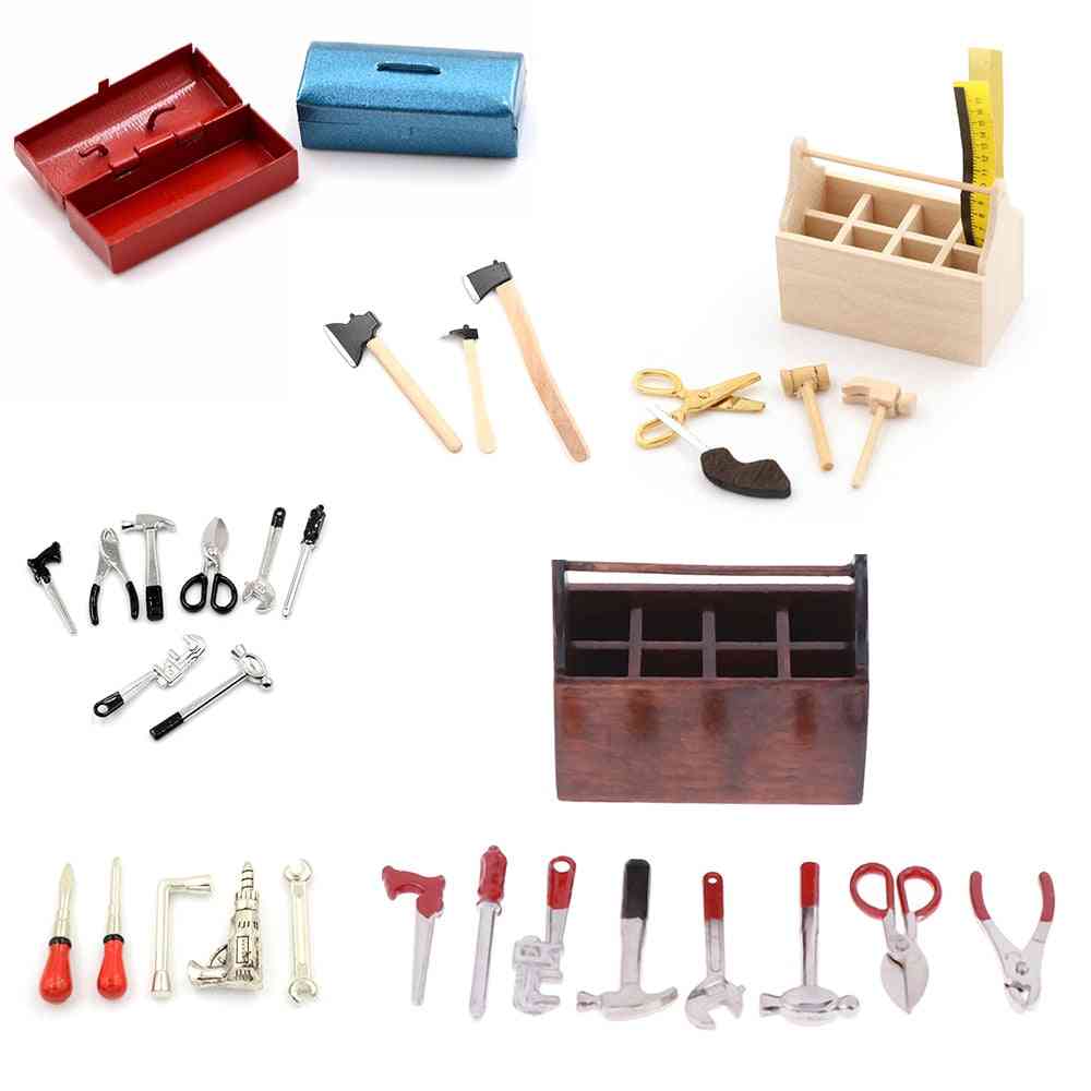 Mini metalna kutija za alat i aparati za popravak - dodaci za kućice za lutke