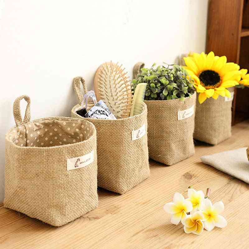 Small Storage Sack Stripe Dot Hanging Bag - Sundries Storage Basket, Flower Pot, Cosmetic Bag