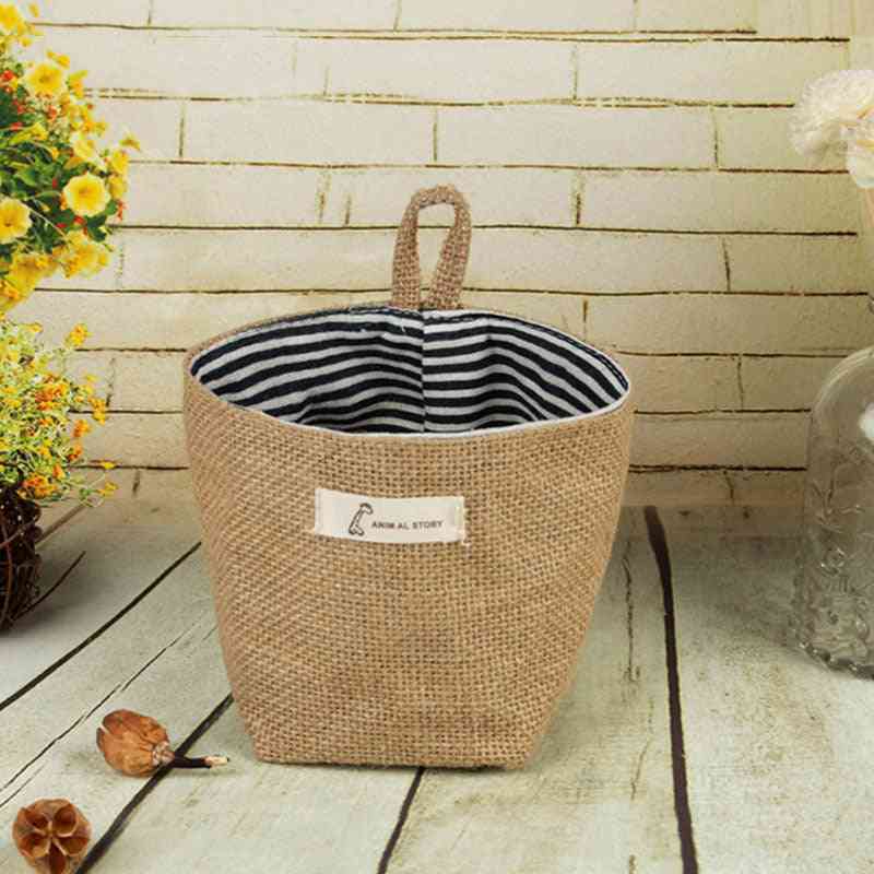 Small Storage Sack Stripe Dot Hanging Bag - Sundries Storage Basket, Flower Pot, Cosmetic Bag