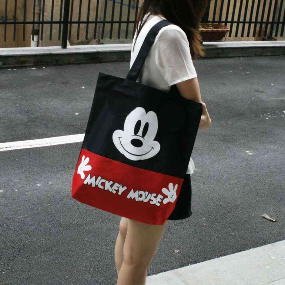 Bolsa de ombro mickey mouse feminina de lona - bolsa portátil de alta capacidade para compras