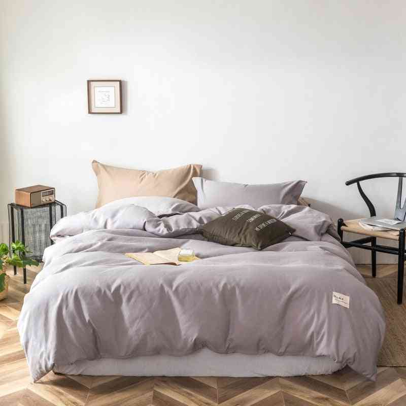 Juego de ropa de cama breve de color sólido de lujo moderno: tamaño king, individual, sábana de cama doble, ropa de cama de poliéster