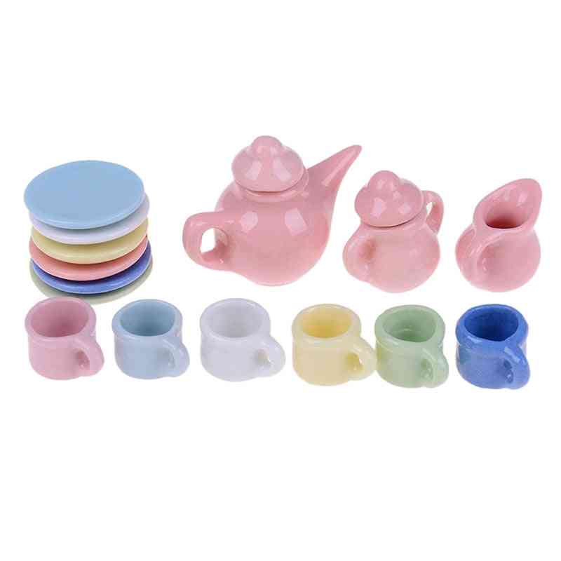 Miniatures Dining Ware - Porcelain Tea Cup Set For Dollhouse
