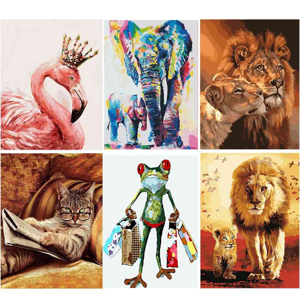 Frameless Animals Diy Painting By Numbers Kit - Coloring By Numbers Unique Home Wall Art Decor