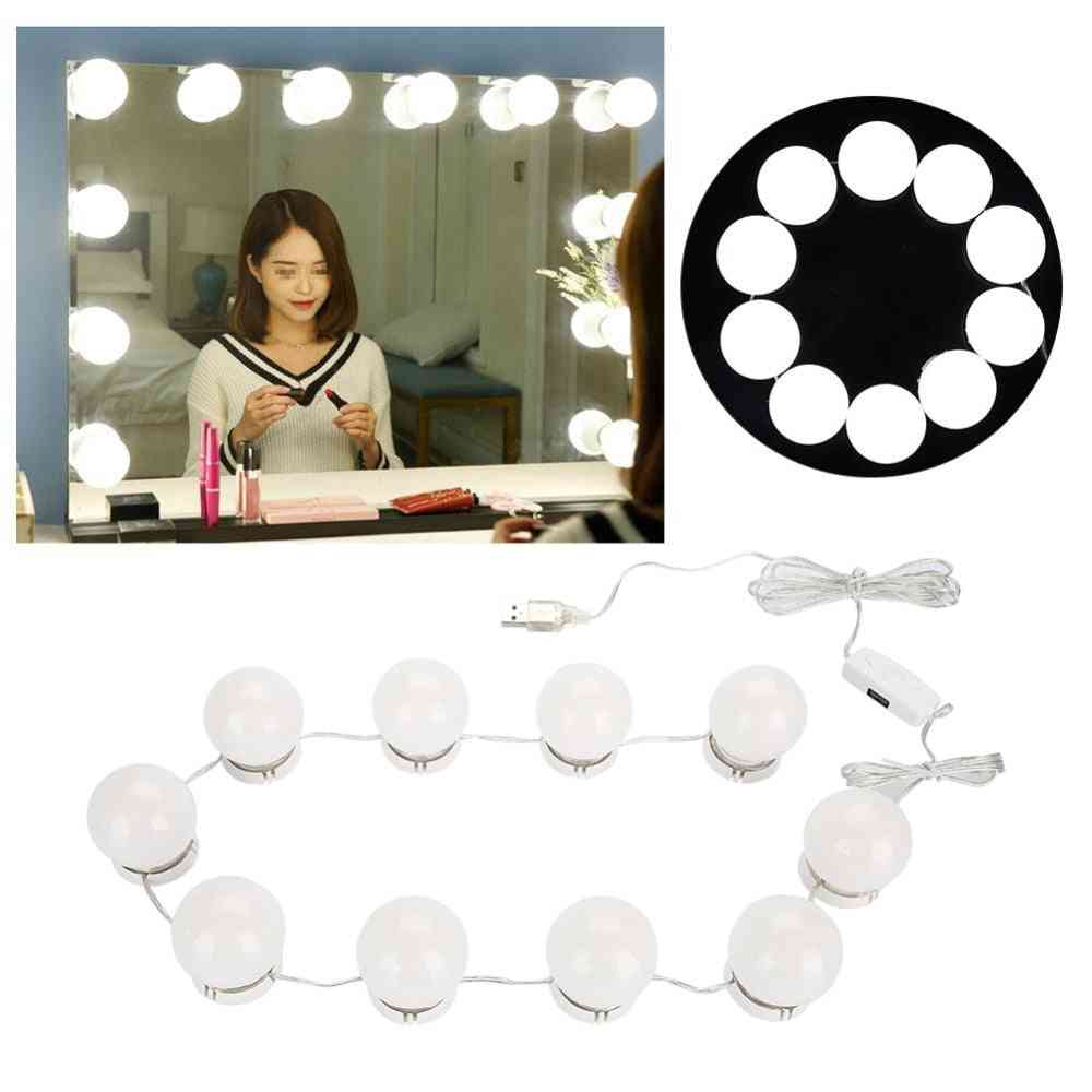 10 Bulbs Makeup Mirror With Led Light, Vanity Mirror, Usb Charging Port For Cosmetic Bulb Brightness Lights