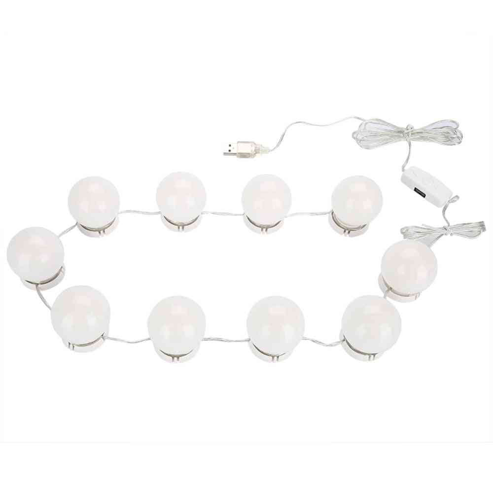 10 Bulbs Makeup Mirror With Led Light, Vanity Mirror, Usb Charging Port For Cosmetic Bulb Brightness Lights