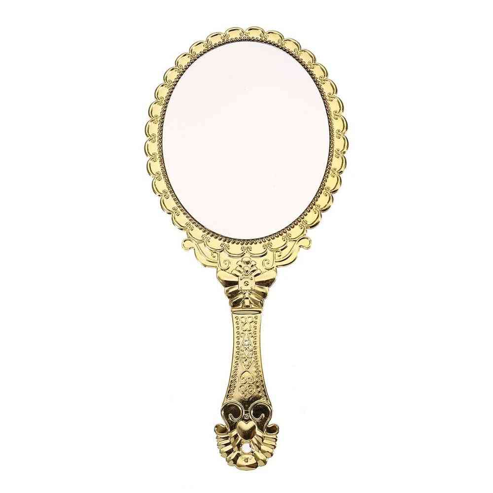 Hand Hold, Oval Shape And Portable-vintage Style Makeup Mirror