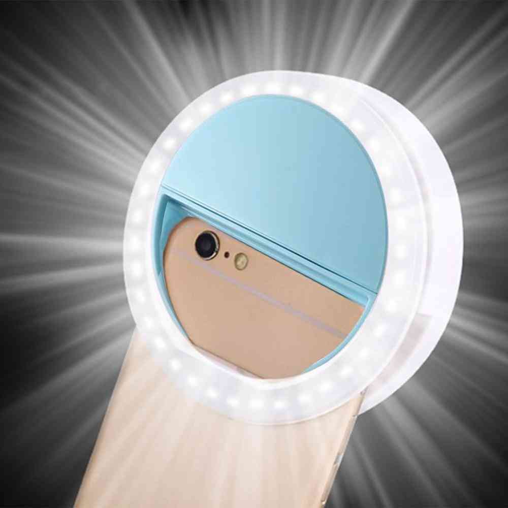 1pc clipe de luz de telefone móvel selfie led flash automático para telefone celular, smartphone, espelho de maquiagem lanterna selfie portátil - cor branca