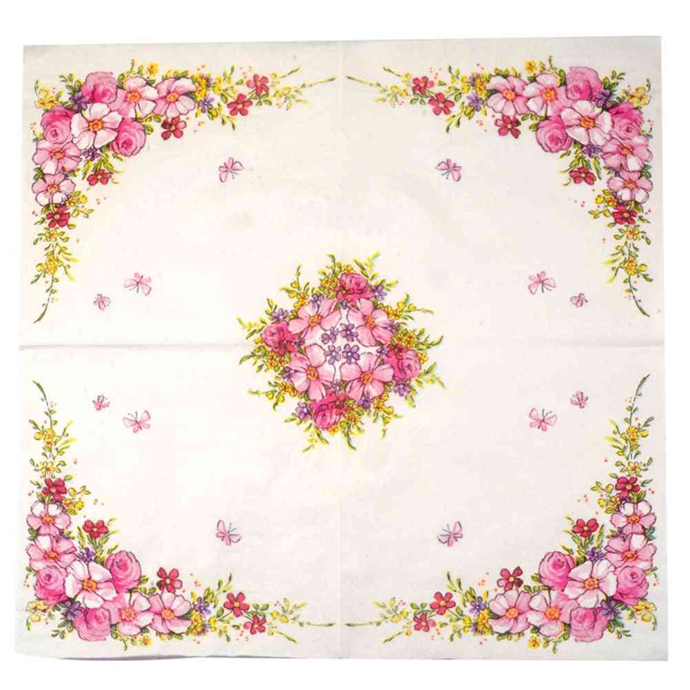 Floral Print, Paper Napkins For Parties, Hotels And Restaurants
