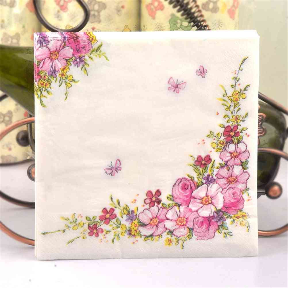 Floral Print, Paper Napkins For Parties, Hotels And Restaurants