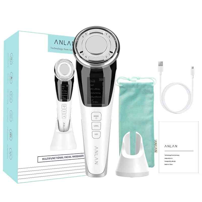 Ultrasonic Iontophoresis - Led Color, Facial Microcurrent Cell Rejuvenation Beauty Instrument For Face Massage Lifting