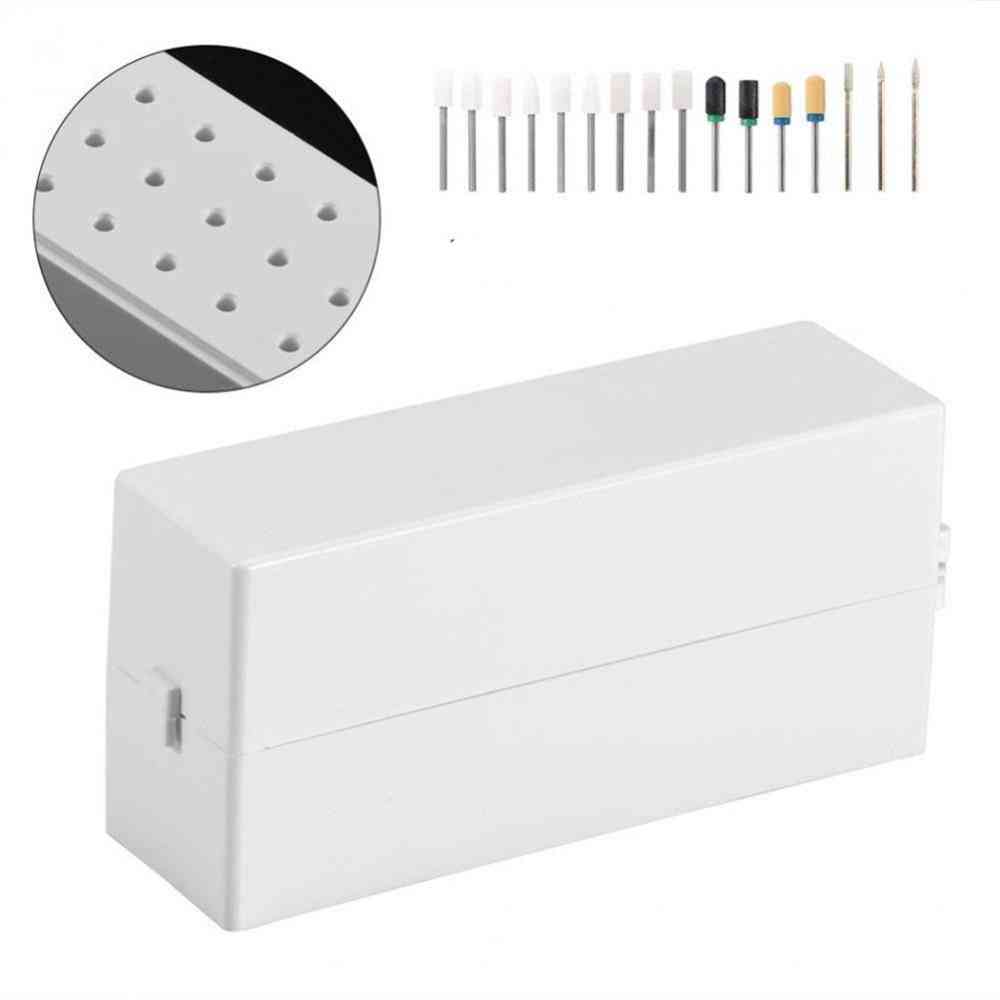 30 Holes Nail Art Drill Grinding Head Bit Holder, Display Storage Box, Container, Stand, Display Rack