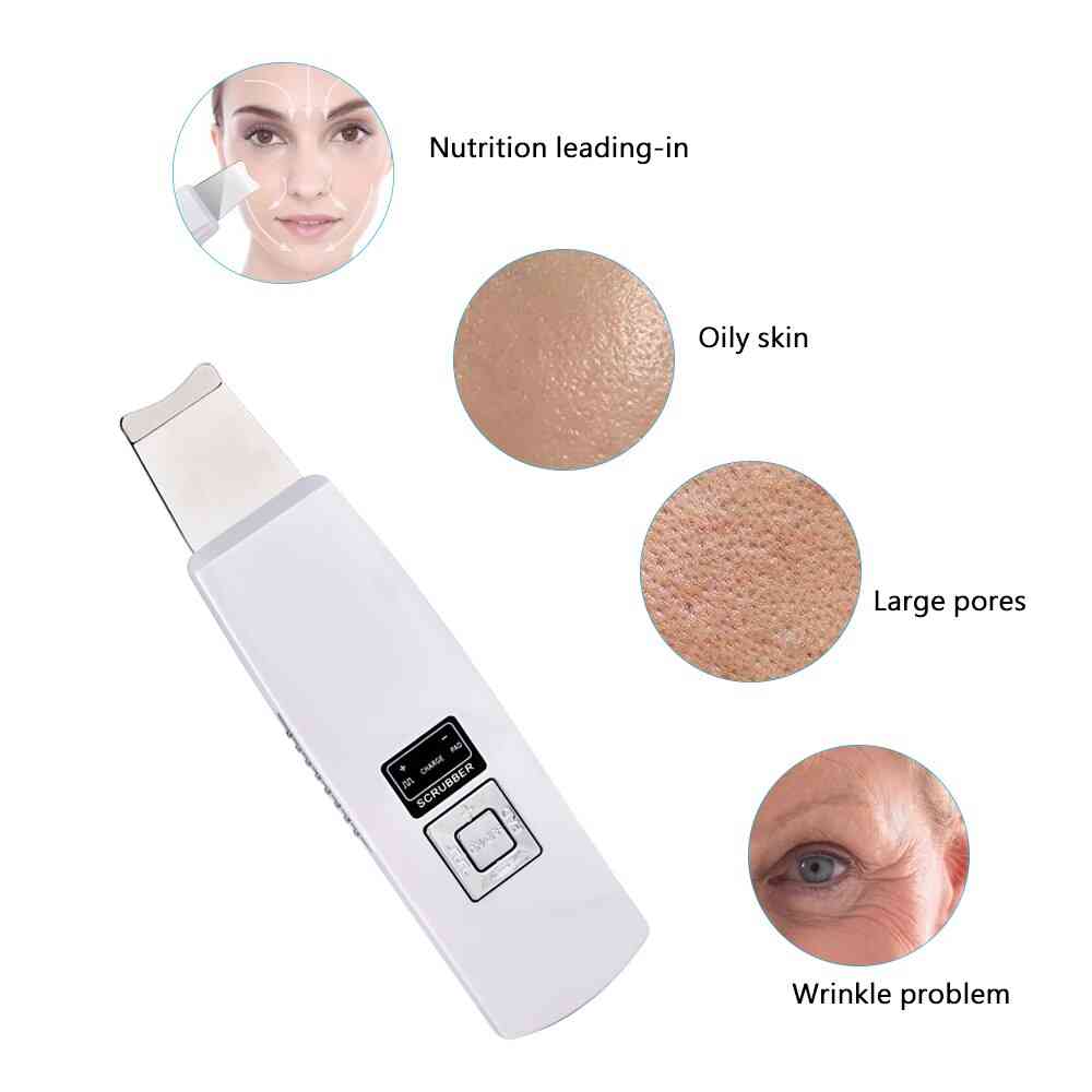Ultrasonic Face Cleaning Skin Scrubber- Deep Cleanser Blackhead Machine, Remove Dirt Reduce Wrinkles Facial Whitening Lifting