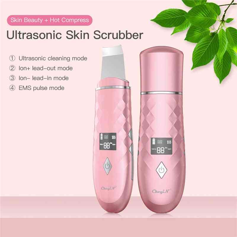 Usb Rechargeable - Ultrasonic Blackhead Remover For Professional Warm Scraper Face Skin Led Screen