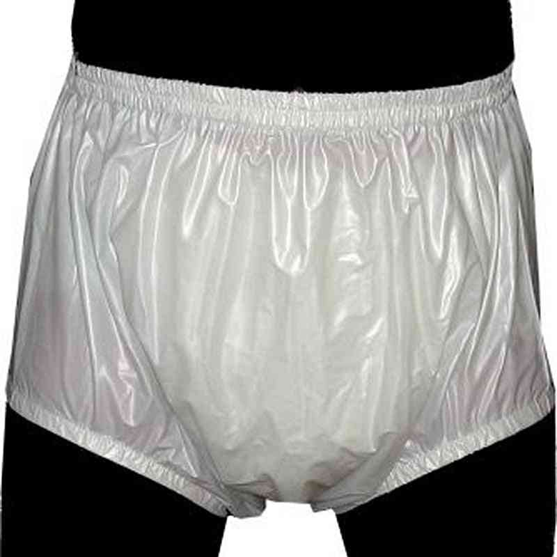 White S - 2pcs Pull On Plastic Pants ,underwear Men , Boxers Pvc Shorts For Mens