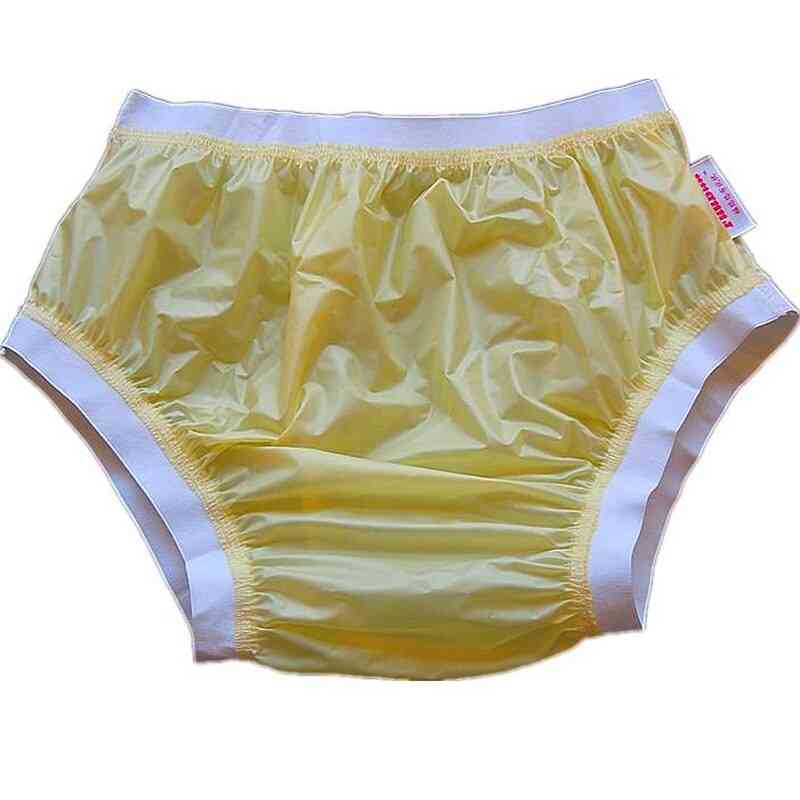 Amarillo m 1pcs - pantalones anchos elásticos, no desechables, pantalones de plástico para pañales para adultos