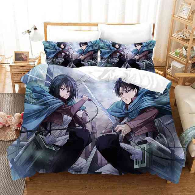 Attack On Titan 3d Printing Cartoon Quilt Cover And Pillowcase Bedding Sets