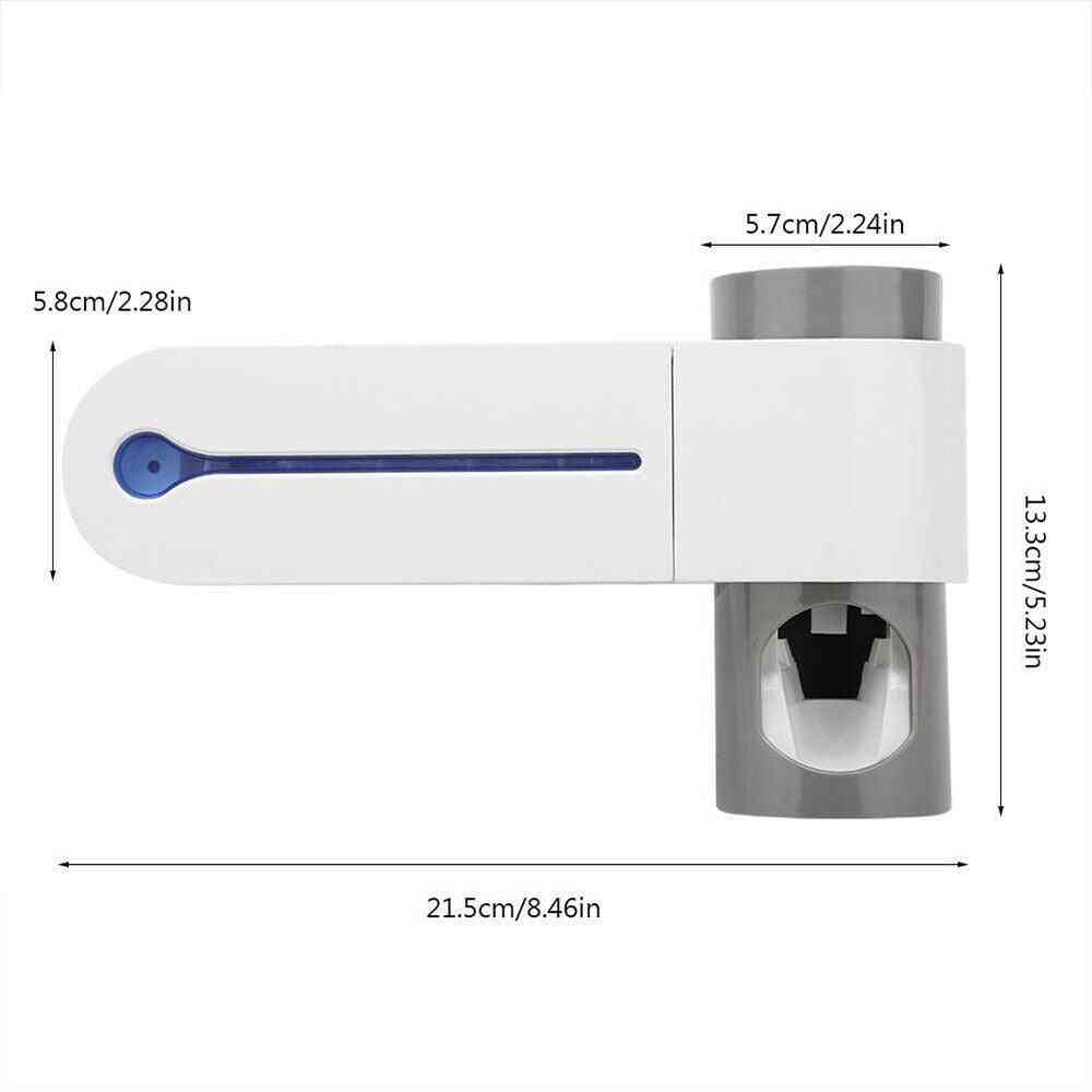 Ultrafioletowy sterylizator szczoteczek do zębów - uchwyt na szczoteczkę, automatyczny dozownik wyciskaczy - wtyczka amerykańska