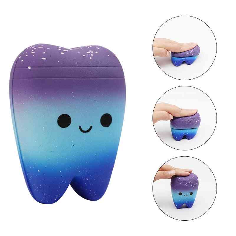 Dental Teeth Shape Squeeze Slow Rising Cute Cartoon Hand Spinner, Stretchy Relax Squishy Toy