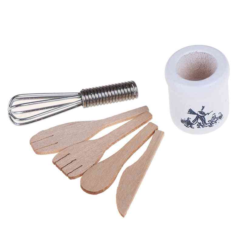 Wooden Knife And Fork Metal Whisk Jar Set