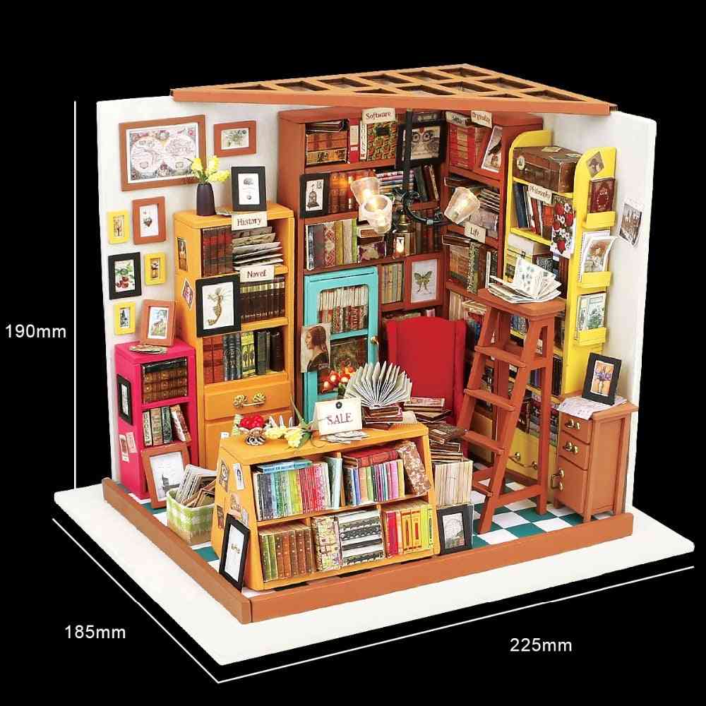 Sam's Study Room With Furniture, Adult Miniature Wooden Doll House