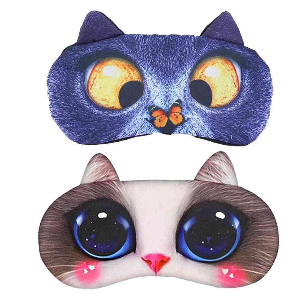 3d Cat Sleeping Eye Mask - Soft Portable Eyeshade Cover Blindfold