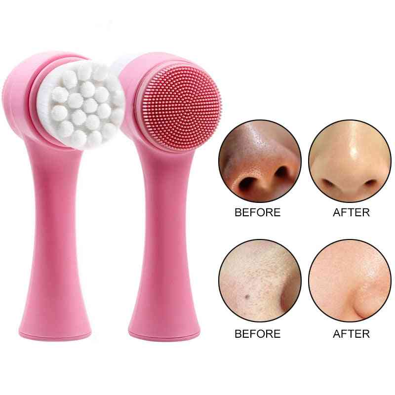 Double Side Facialcleansing Brush - Face Exfoliating, Massage, Deep Pore Cleaning
