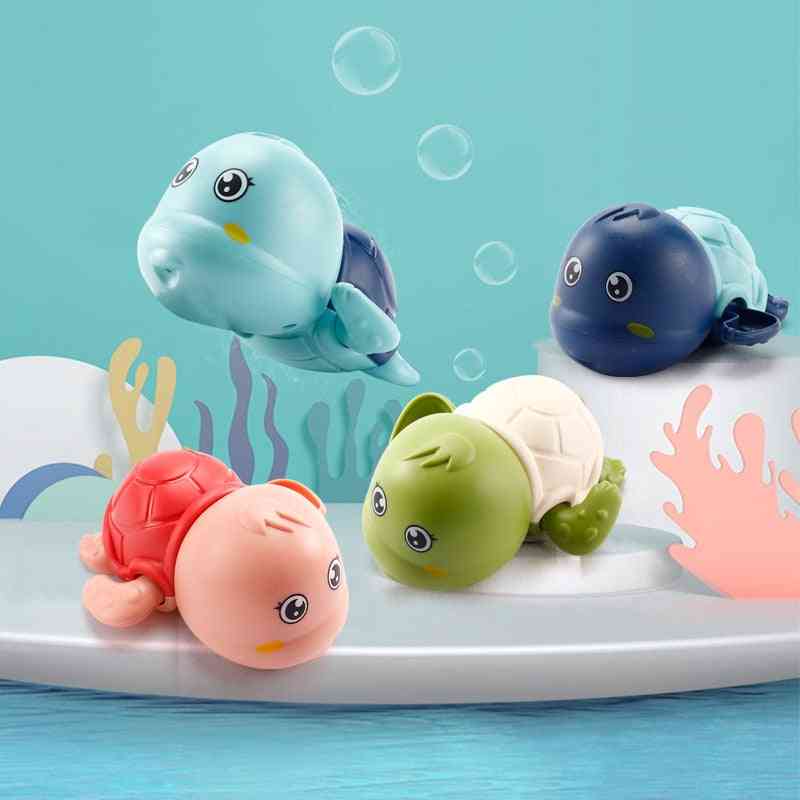 1 db aranyos rajzfilm állat teknős - klasszikus baba vízi játék, csecsemő úszás, teknős tekercselés, lánc óramű gyerek strandfürdő játékok
