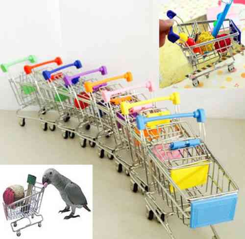 New Colorful Pet Bird Parrot Hamster Mini Supermarket Shopping Cart Trolley