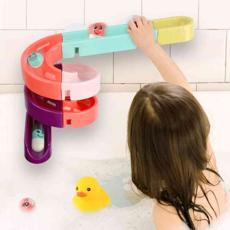 Diy Wall Suction Marble Race Run Track Cup, Bathtub For Kids Water Play Games
