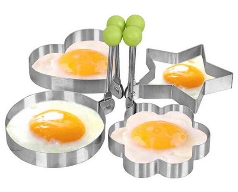 Stainless Steel - 5 Style Fried Egg Pancake Shaper, Omelette Mould Frying Egg Cooking Tool