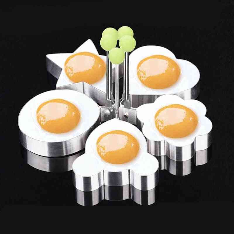 Stainless Steel - 5 Style Fried Egg Pancake Shaper, Omelette Mould Frying Egg Cooking Tool