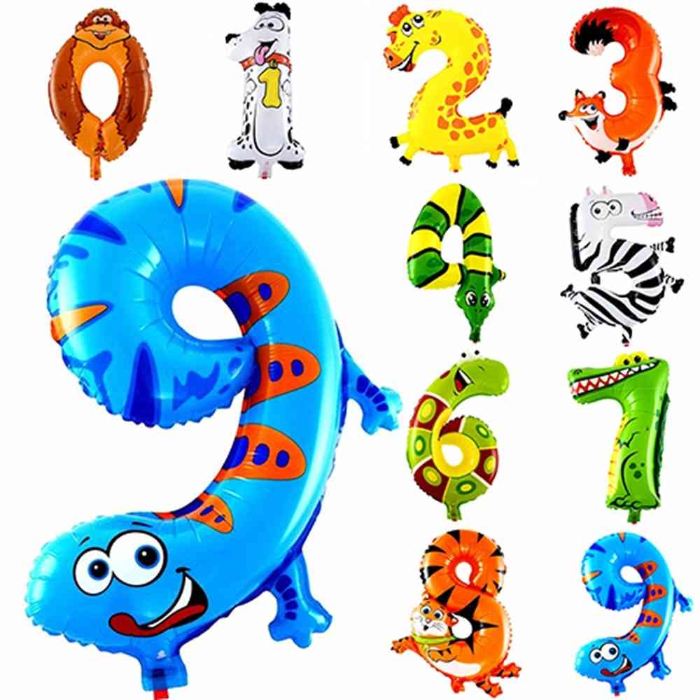 6 pollici - cartone animato animale, cappello da festa con palloncini stagnola numero per festa di compleanno per bambini - wj106-0
